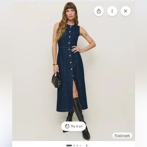 Roswell denim dress by reformation size 6